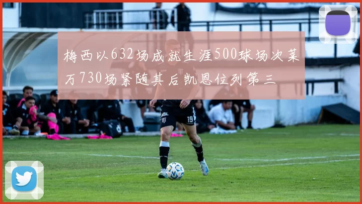 梅西以632场成就生涯500球场次莱万730场紧随其后凯恩位列第三
